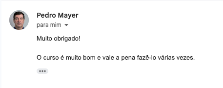 Mensagem de Pedro Mayer enviada ao Prof. Renato Grossi