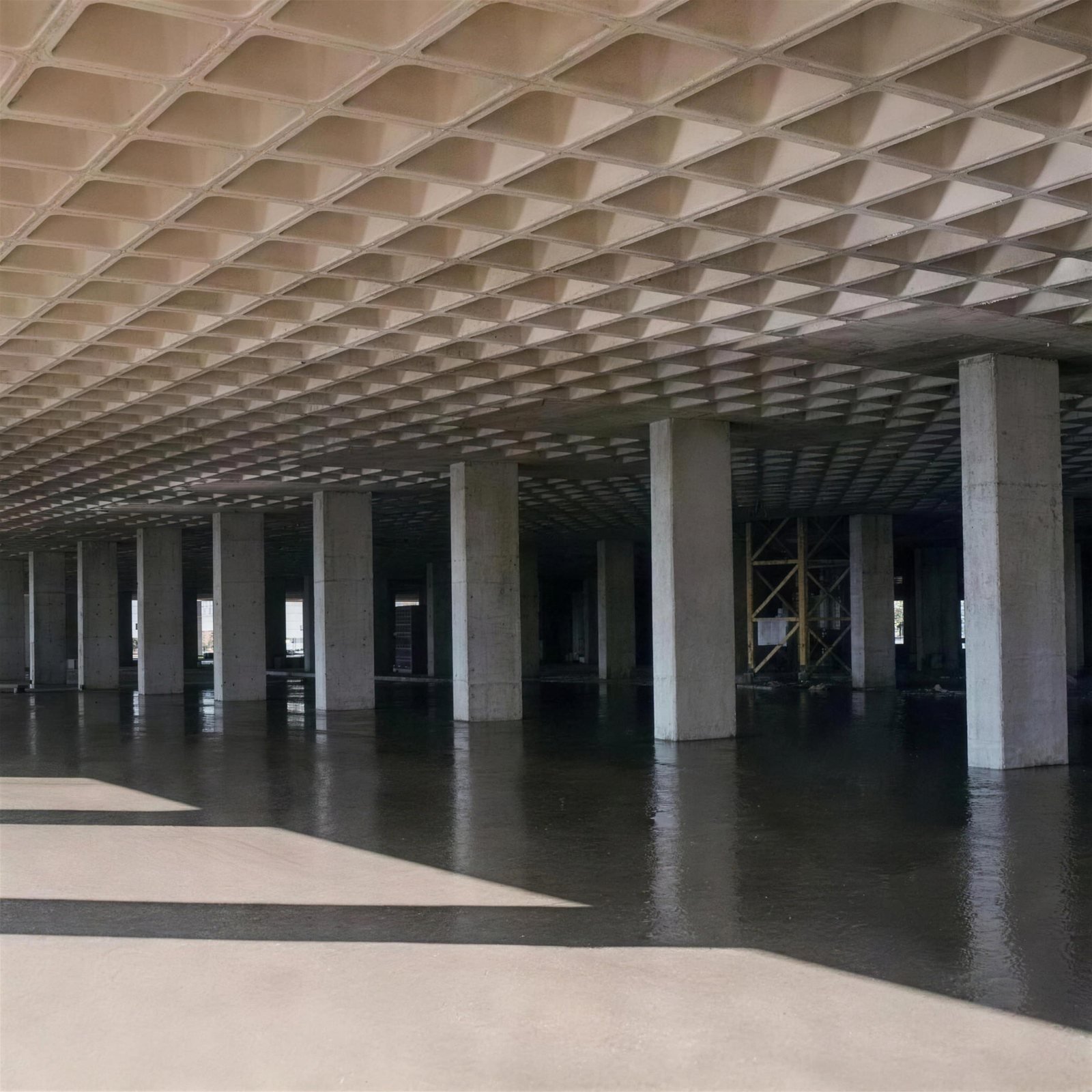 Laje nervurada apoiada em pilares, executada em obra